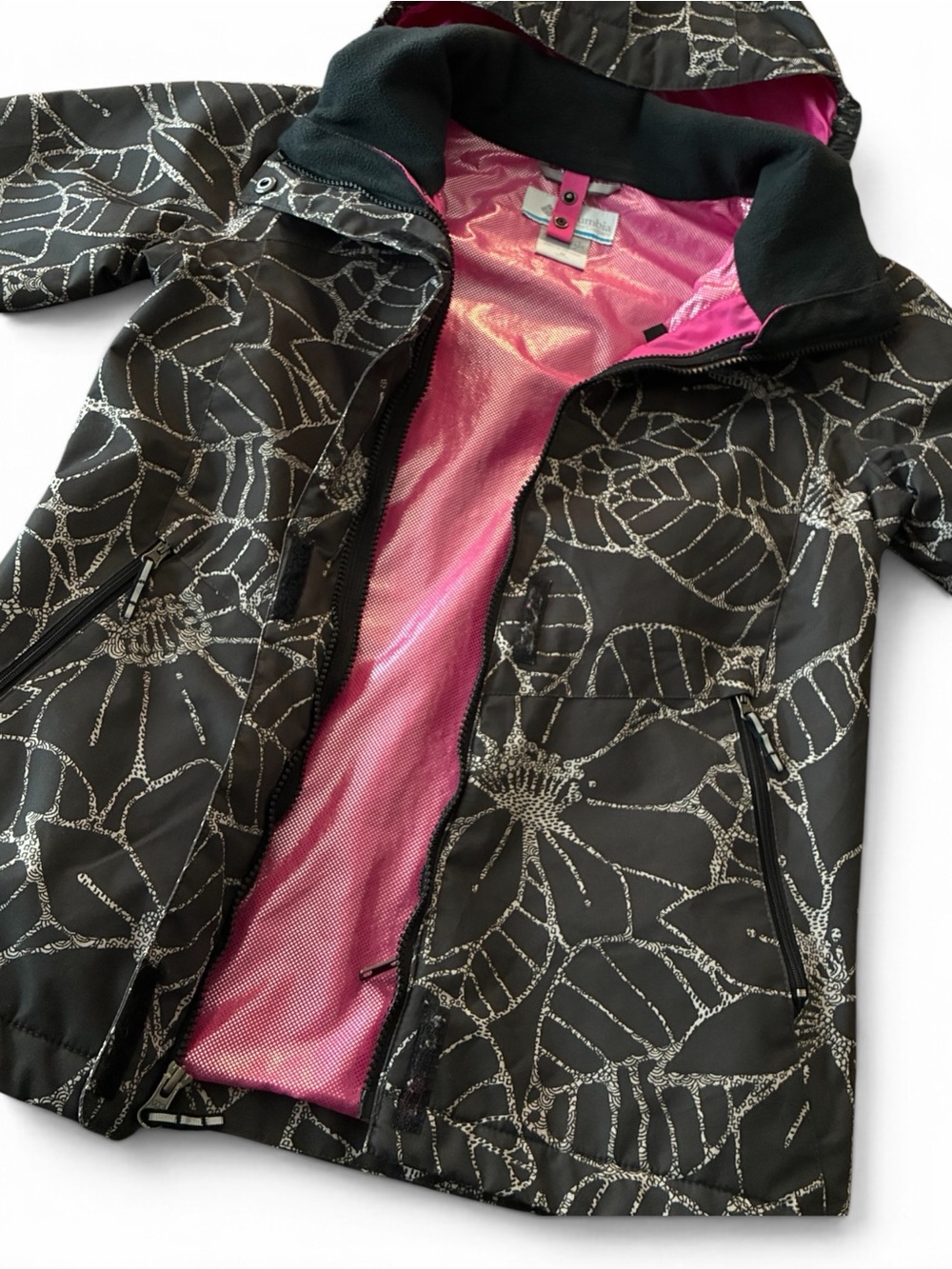 Columbia Girls Bugaboo II Interchange Ski Jacket M 10 12 Omni Heat Pink Black